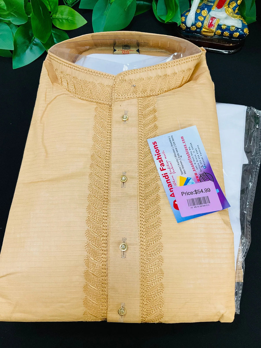 Kurta Pajama Dress - Mens Yellow kurta White Pajama