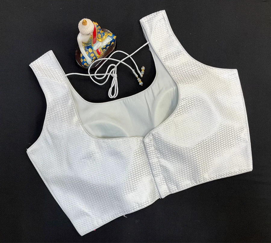 Premium Quality - Back Opening Silver Blouse