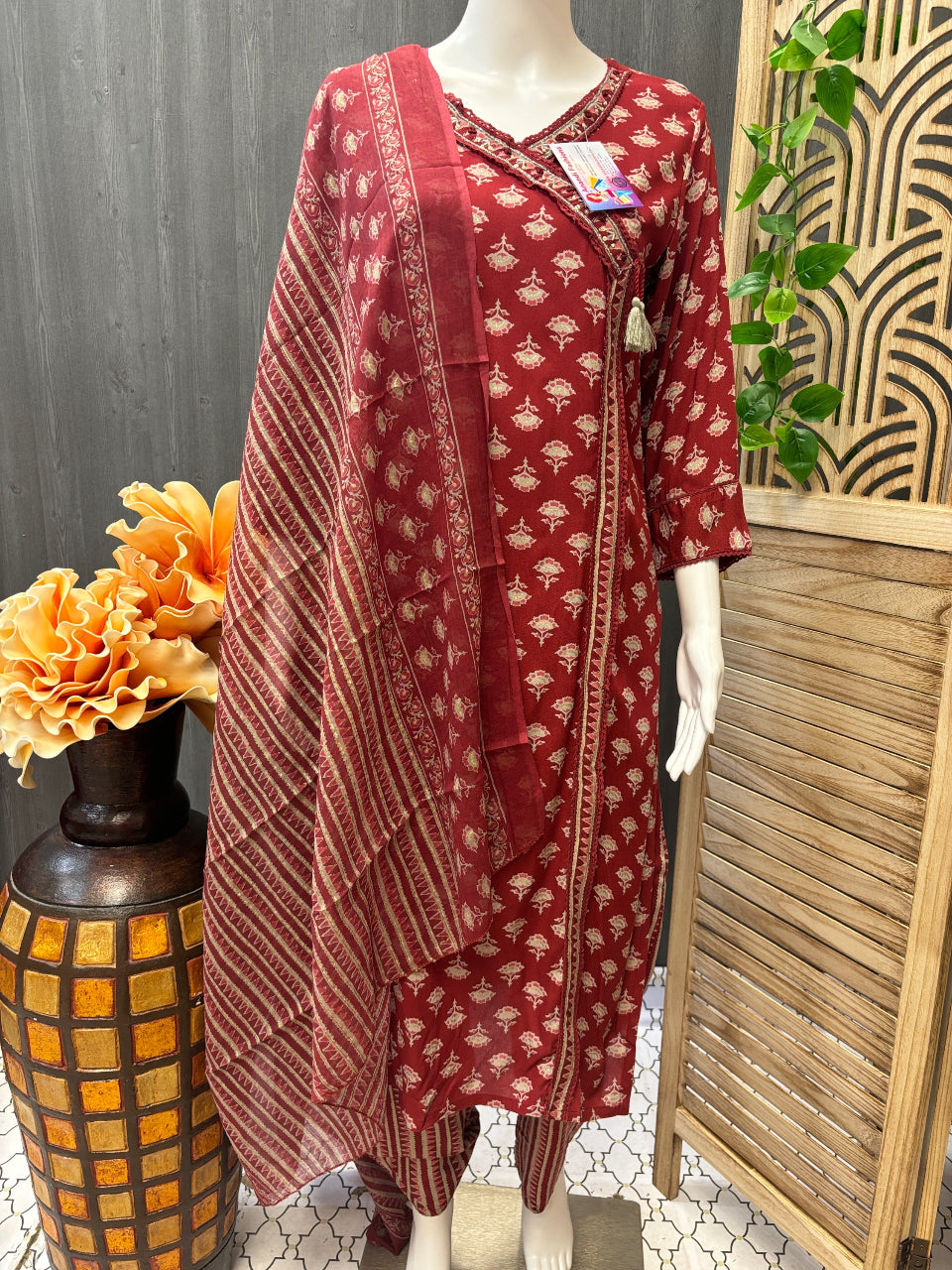 angrakha style dress - 3 piece pure cotton Kurti set image 0