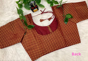 Brocade Blouse - Front opening Maroon blouse