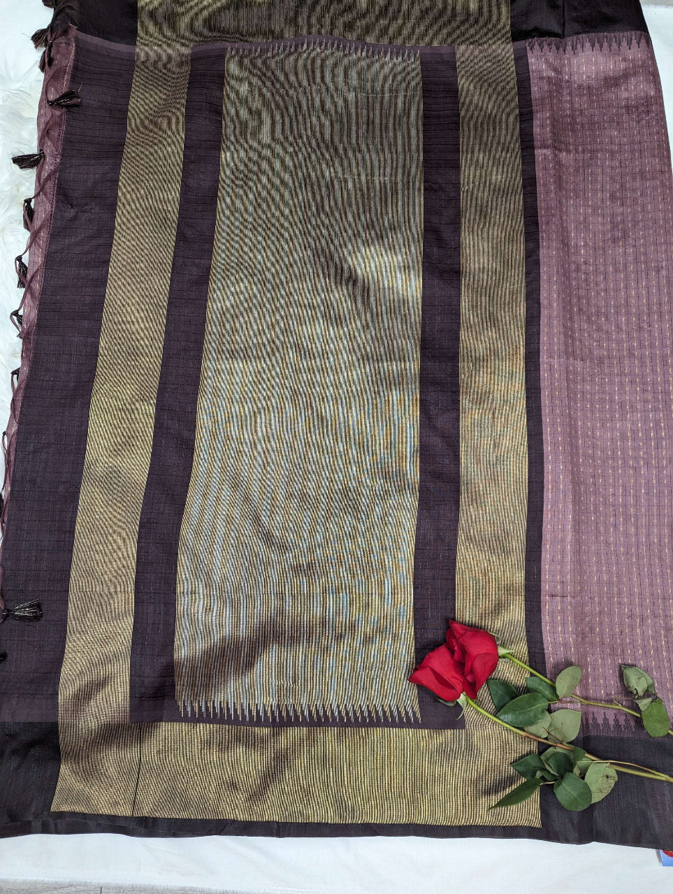 Tussar Silk Saree - Fancy Saree with Stitched  Blouse-Size 38(fits upto 42) image 2