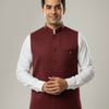 Men’s Maroon Modi Jacket with Pockets Ethnic Kurta Set with Modi Jacket - Anandi Fashions