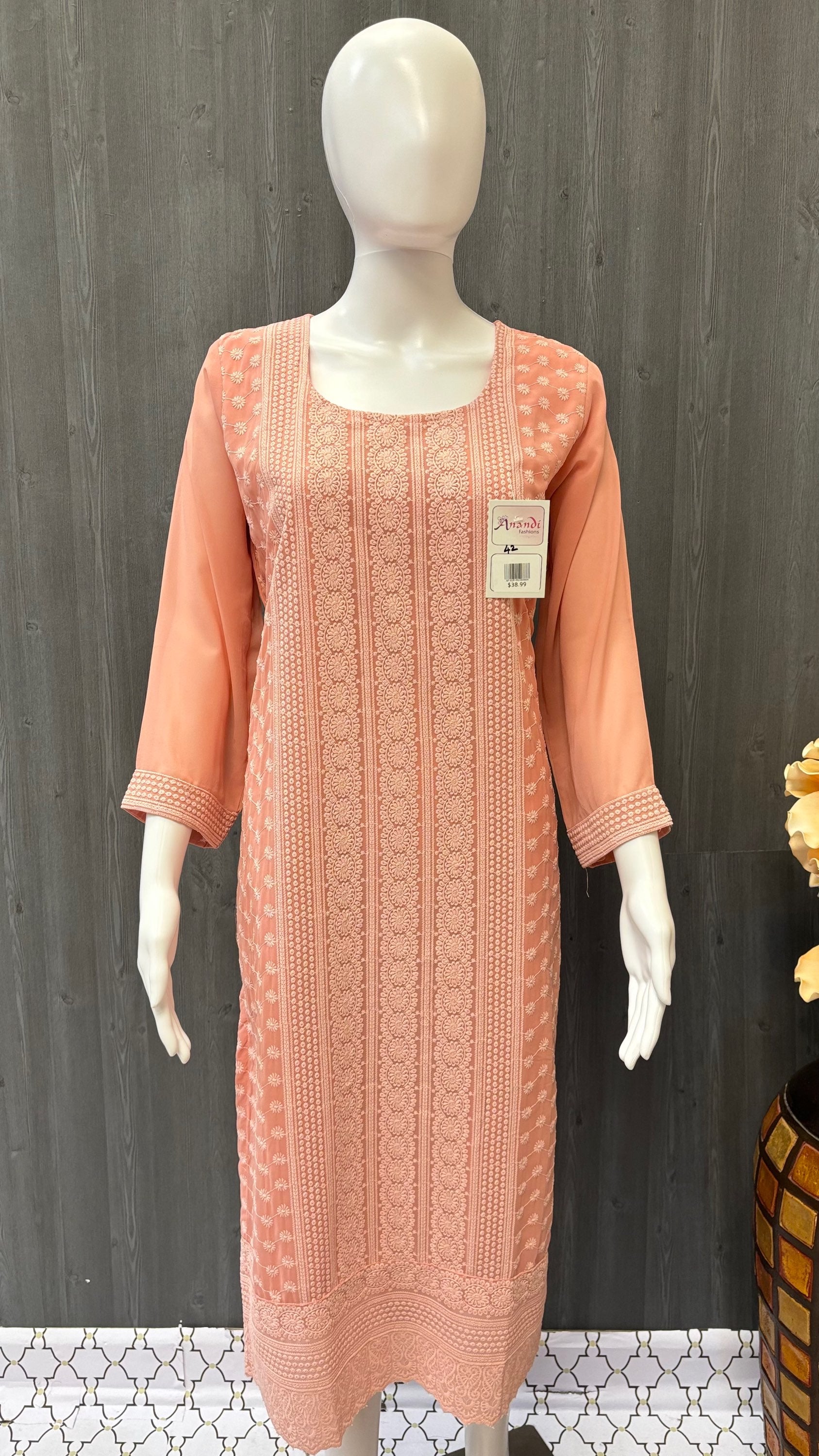 Pastel Colors-Georgette Chikankari Kurti - Elegant and stylish Chikankari Kurti image 3