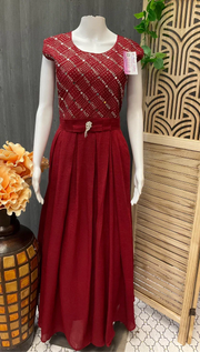 Long Party Wear Dress - Elegant Ethnic Gown for Special Occasions