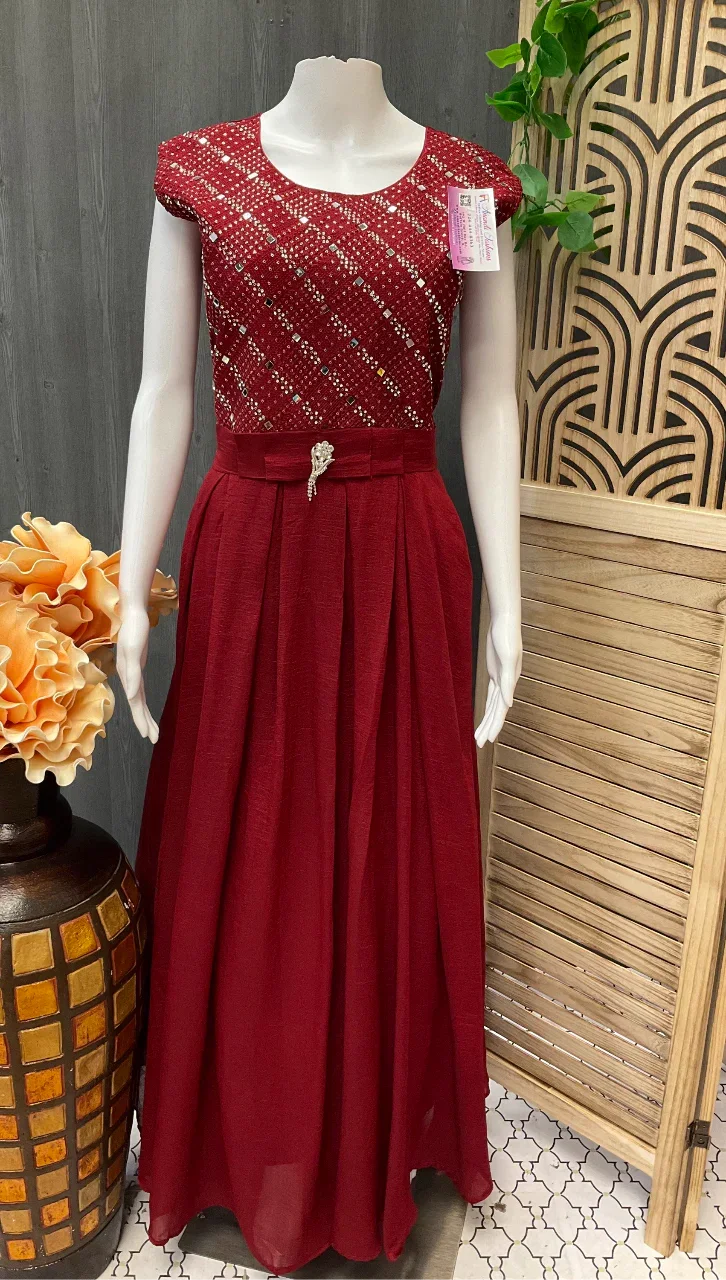 Long Party Wear Dress - Elegant Ethnic Gown for Special Occasions