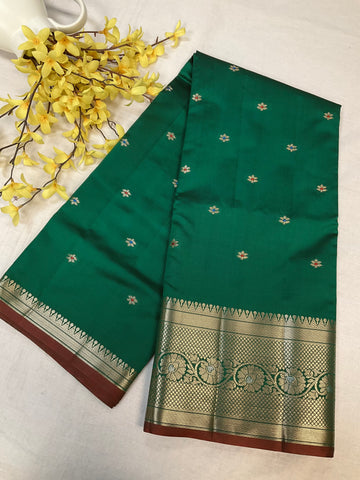 Green Semi Benarasi Silk Saree