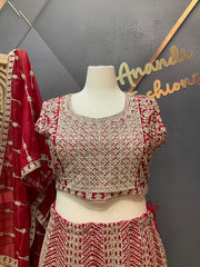Plus Size Red Heavy Work Lehenga sets