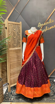 Paithani Half Saree/Lehenga set in Wine Color