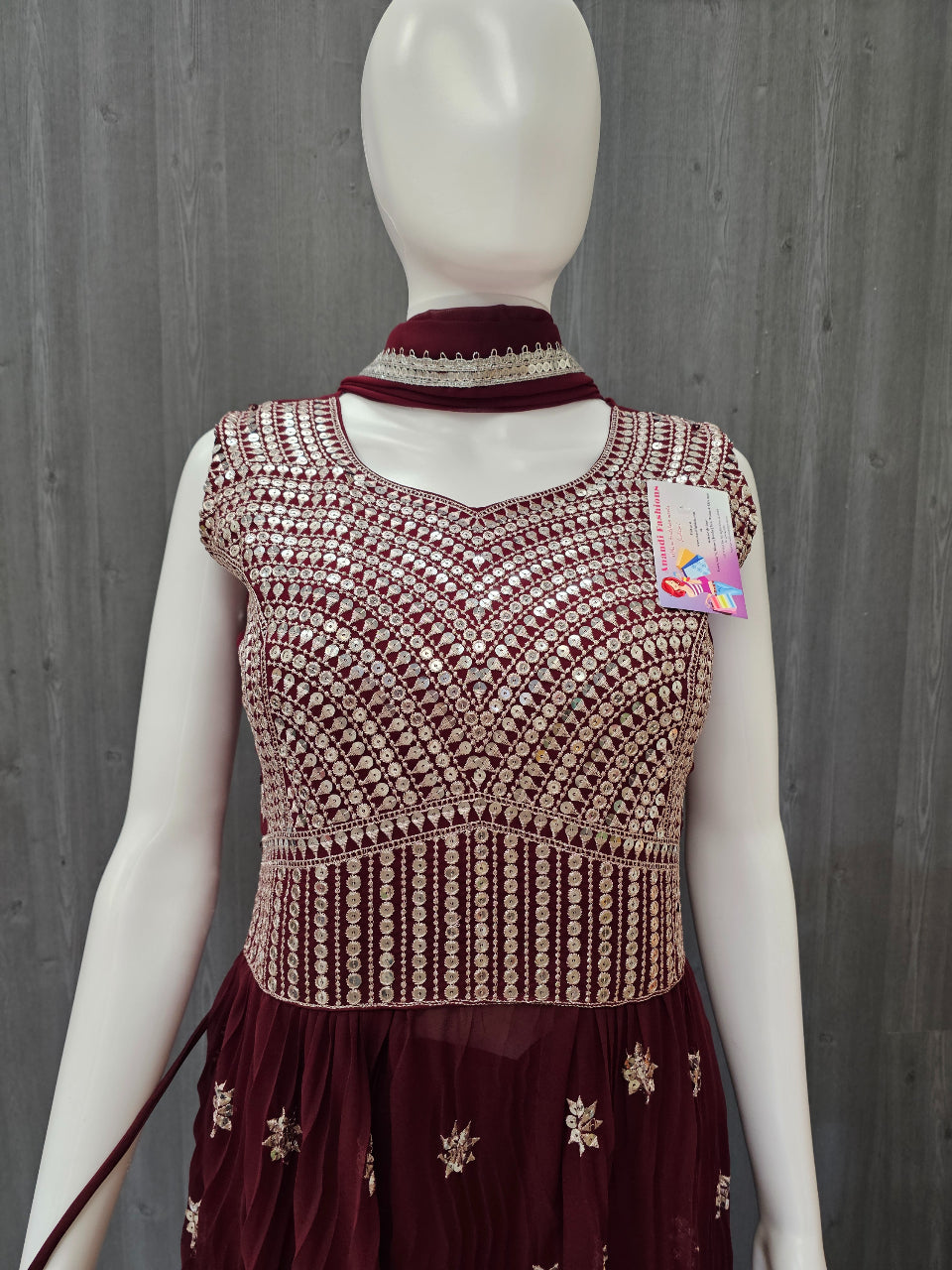 Party Wear Petite - Nyra Cut Party Dress 3 piece set - Size 38 image 6