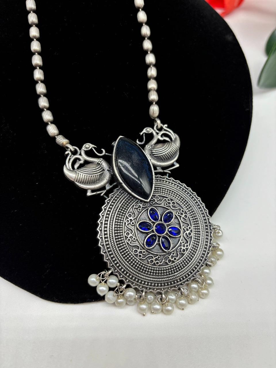 German Silver Long Chain Necklace set image 1