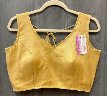 Back Opening Shiny Gold Blouse Size 38 (Fits up to 40) - Party Wear