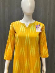 Yellow Color Pure Cotton Kurti - Size 38