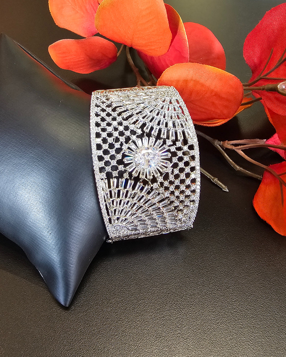 Bangle Bracelet - Openable Silver Finish CZ Kada/Bracelets image 0