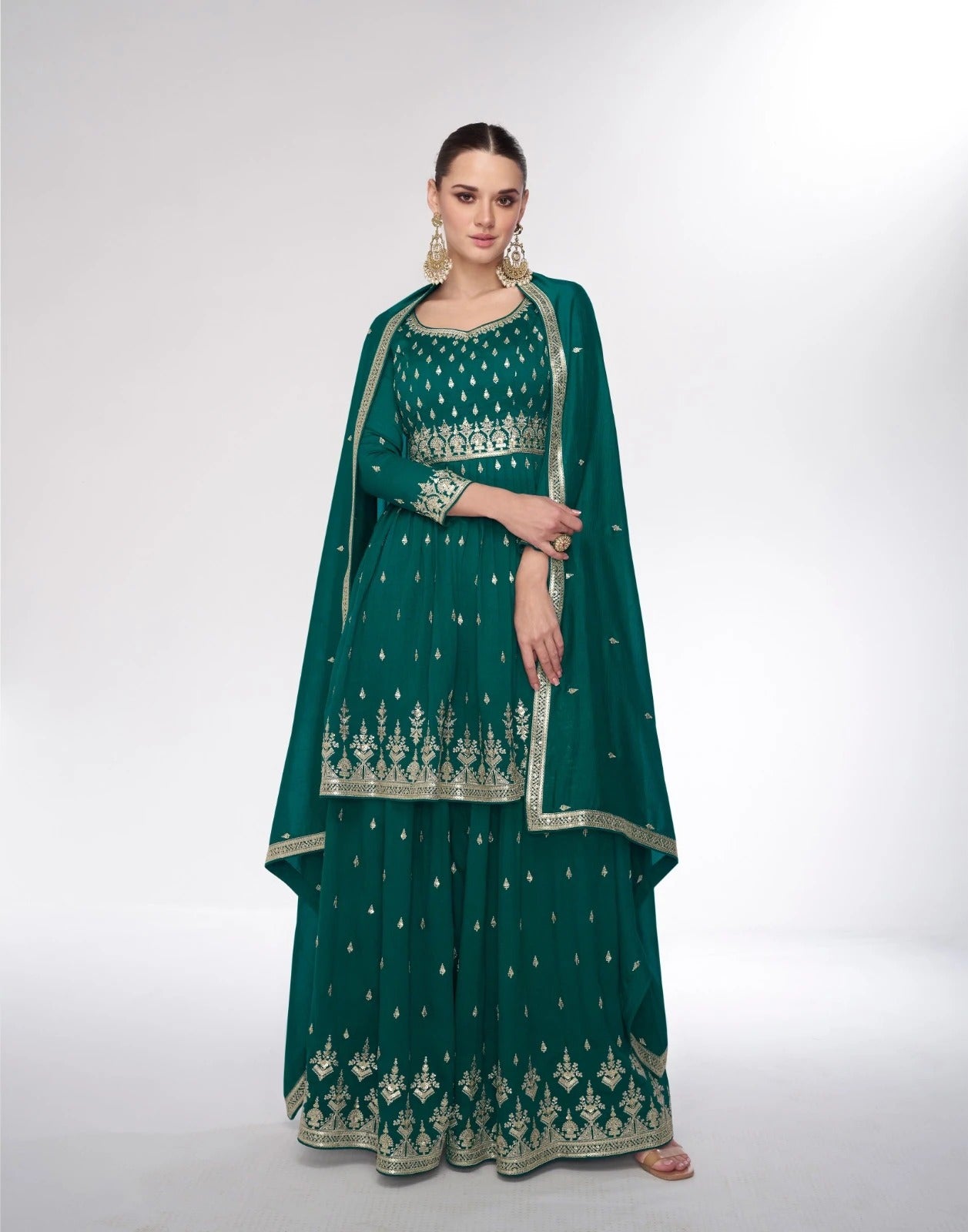 Rama Green - Designer Sharara Suit- Size 42/US M image 5