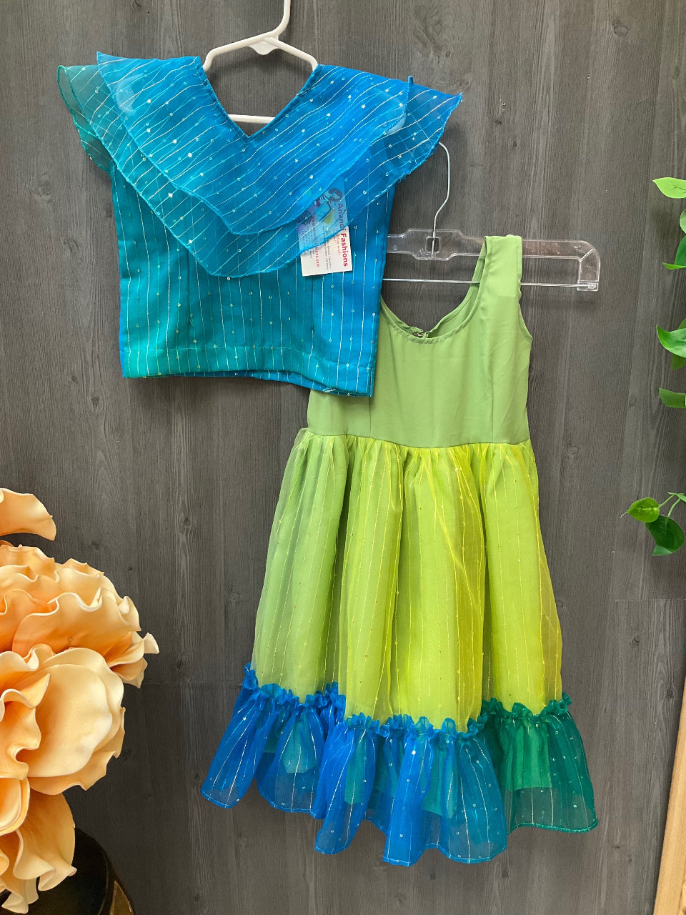 Girls Organza South Indian pavadai set- Size 24 image 0