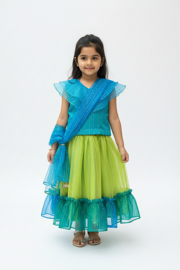 Girls Organza South Indian pavadai set- Girls 24