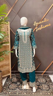 Women’s Teal Blue Party Wear Kurti Set