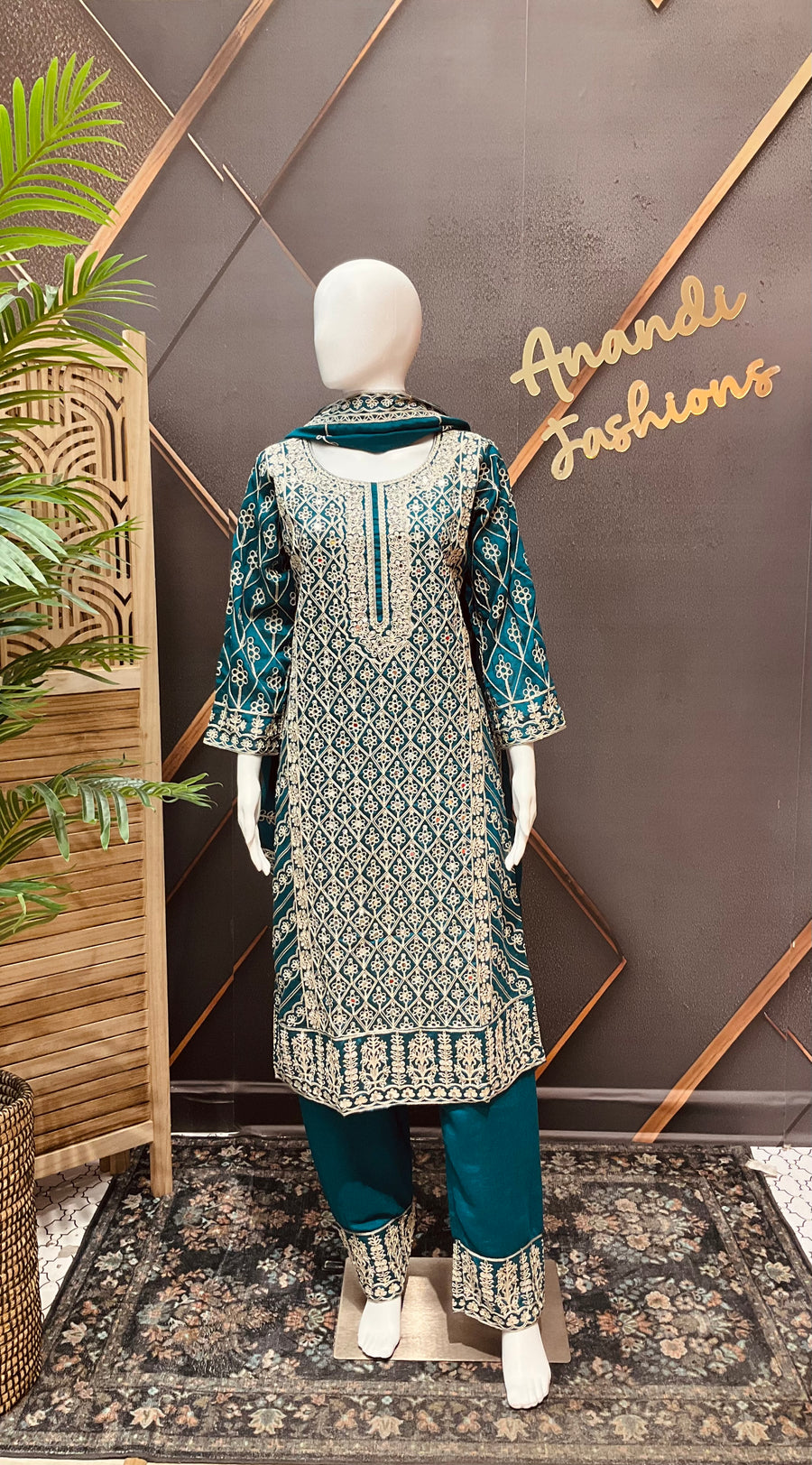 Women’s Teal Blue Party Wear Kurti Set