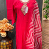 Plus Size Pink Roman Silk Kurti Set - Party Wear