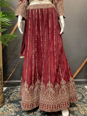 Shimmery Lehenga Set with Heavy Work - Dark Color Party Wear