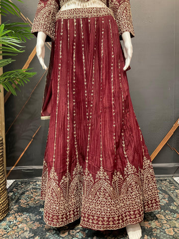 Shimmery Lehenga Set with Heavy Work - Dark Color Party Wear