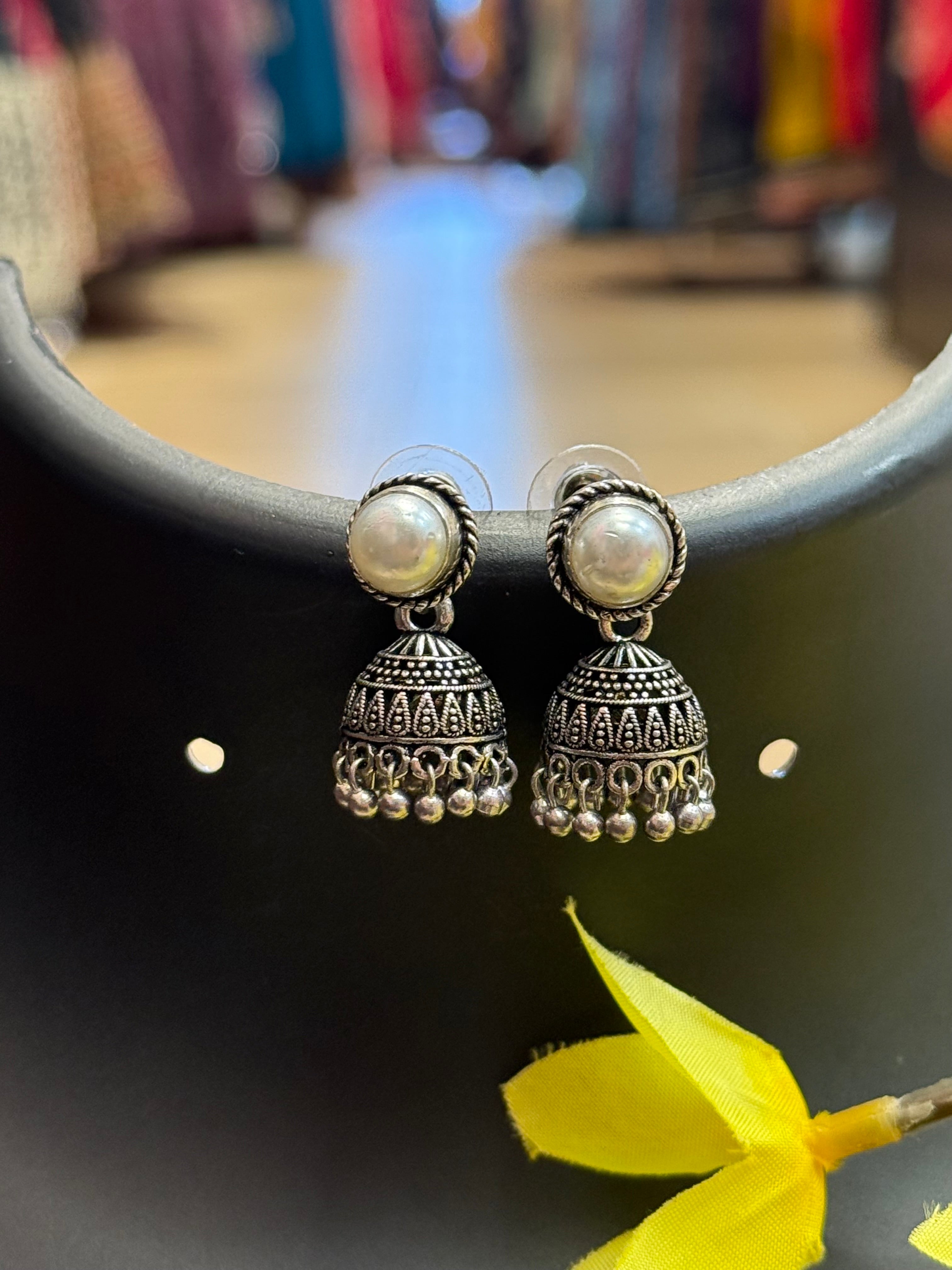 Cute small German silver Jhumkas/Earrings