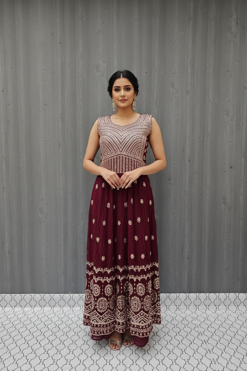 Party Wear Petite Nyra Cut Dress 3-Piece Set Size 38 - Flared Skirt