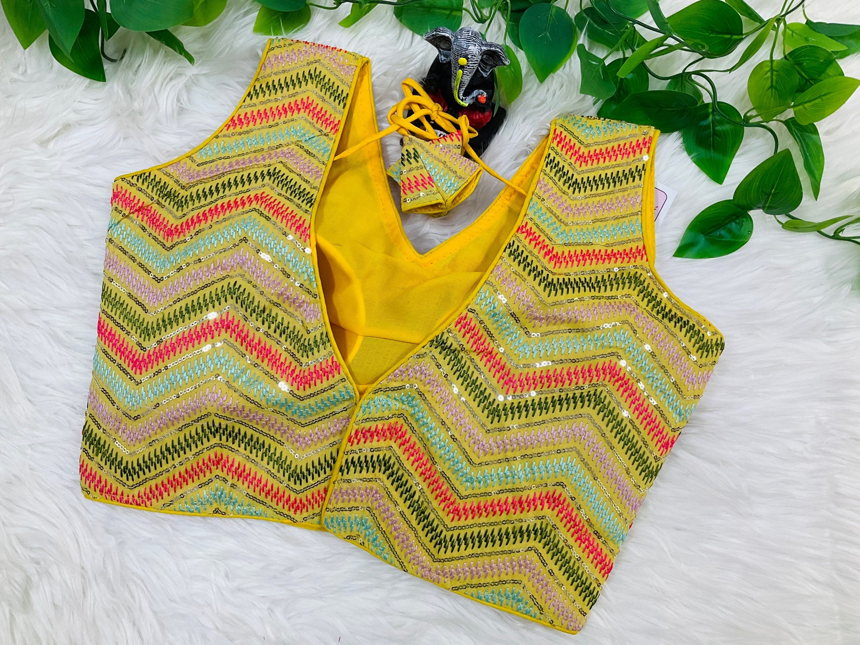 Fancy Blouse - Fancy Blouses with tread sequence work fits size 38(upto 40) image 5