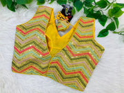 Fancy Yellow Blouse with tread sequence work fits size 38(upto 40)