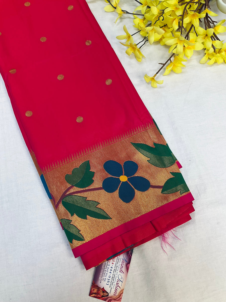 Pink Semi Silk Paithani Saree