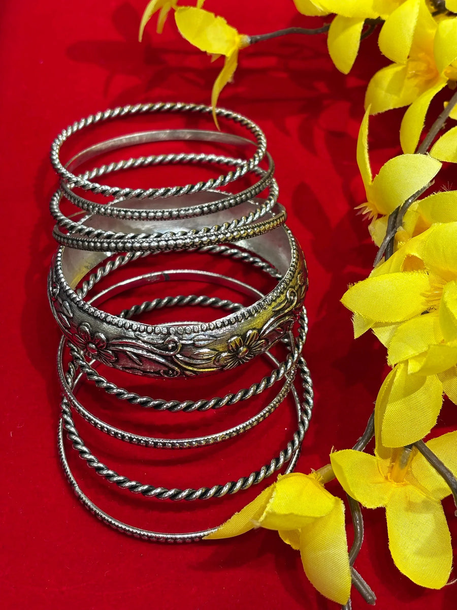 German Silver Bangles set (9 bangles)