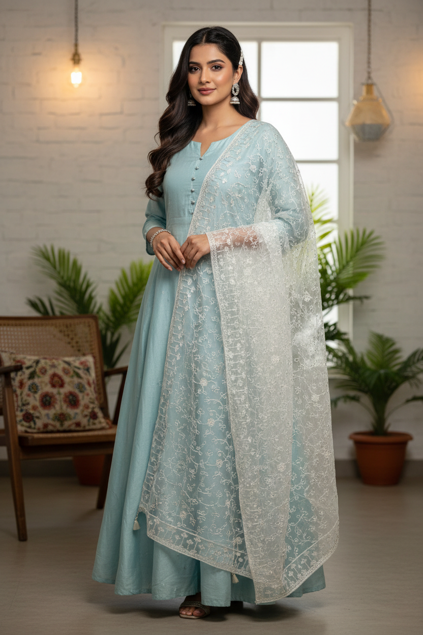 Soft Net Dupatta’s- Gold And Silver Color Dupattas