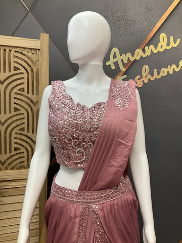 Ready to Wear Saree with Overcoat