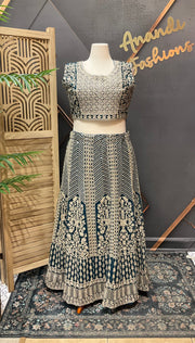 Plus Size Teal Blue Heavy Work Lehenga sets