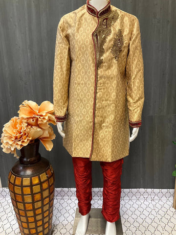 Sherwani - Heavy Bridal Party Wear Sherwani for Men with Pants-Size 46