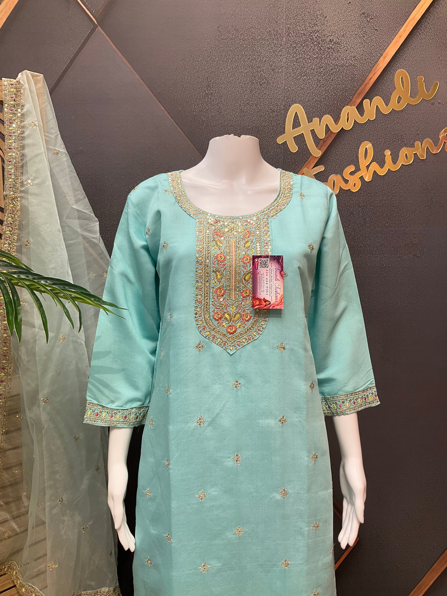 Pastel sea Green Kurti set