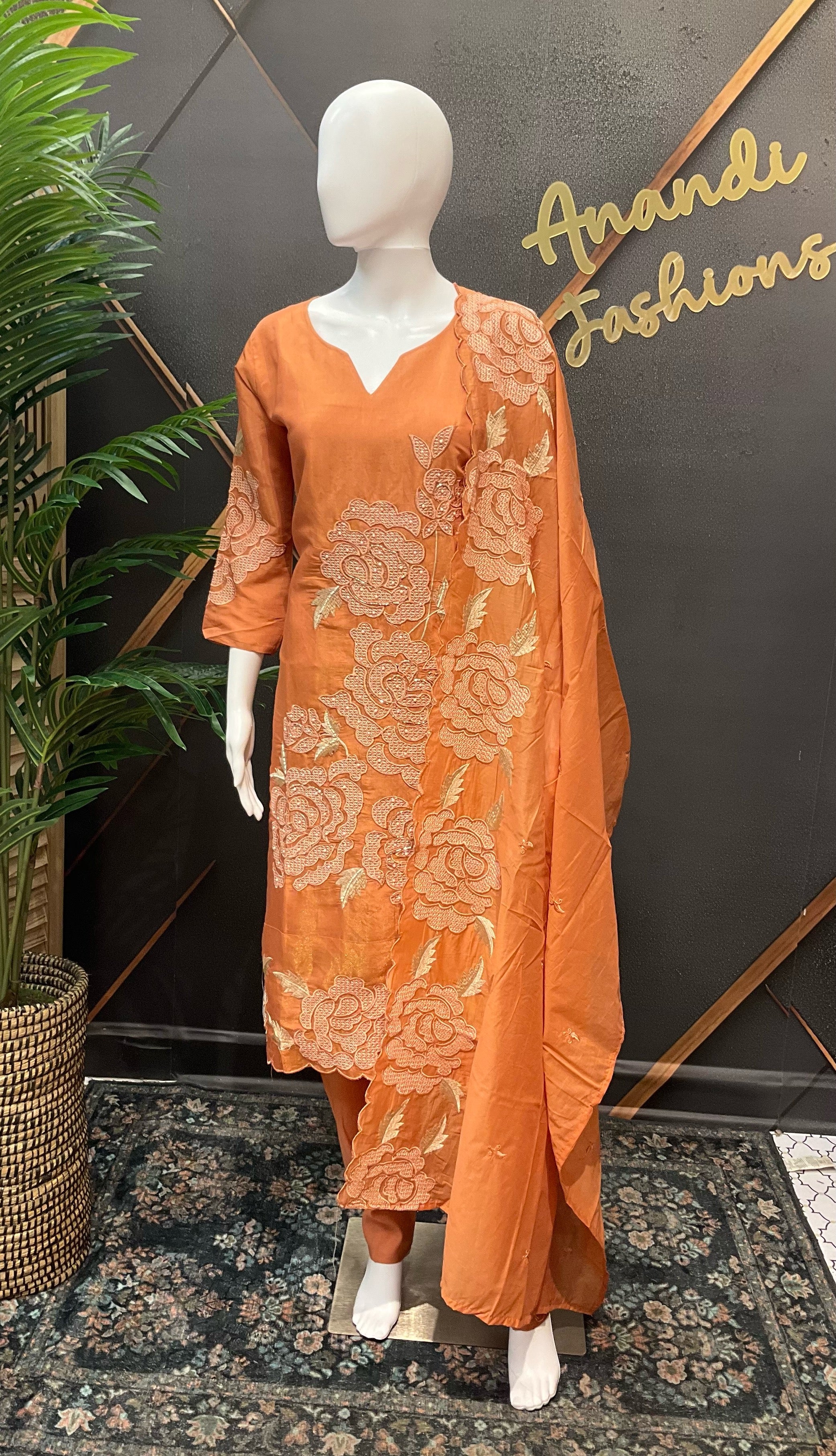 Pastel Orange- Party Wear Kurti set