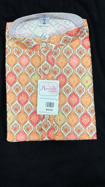 Chikankari Kurta - Multicolor Men’s Silk Chikankari Kurta