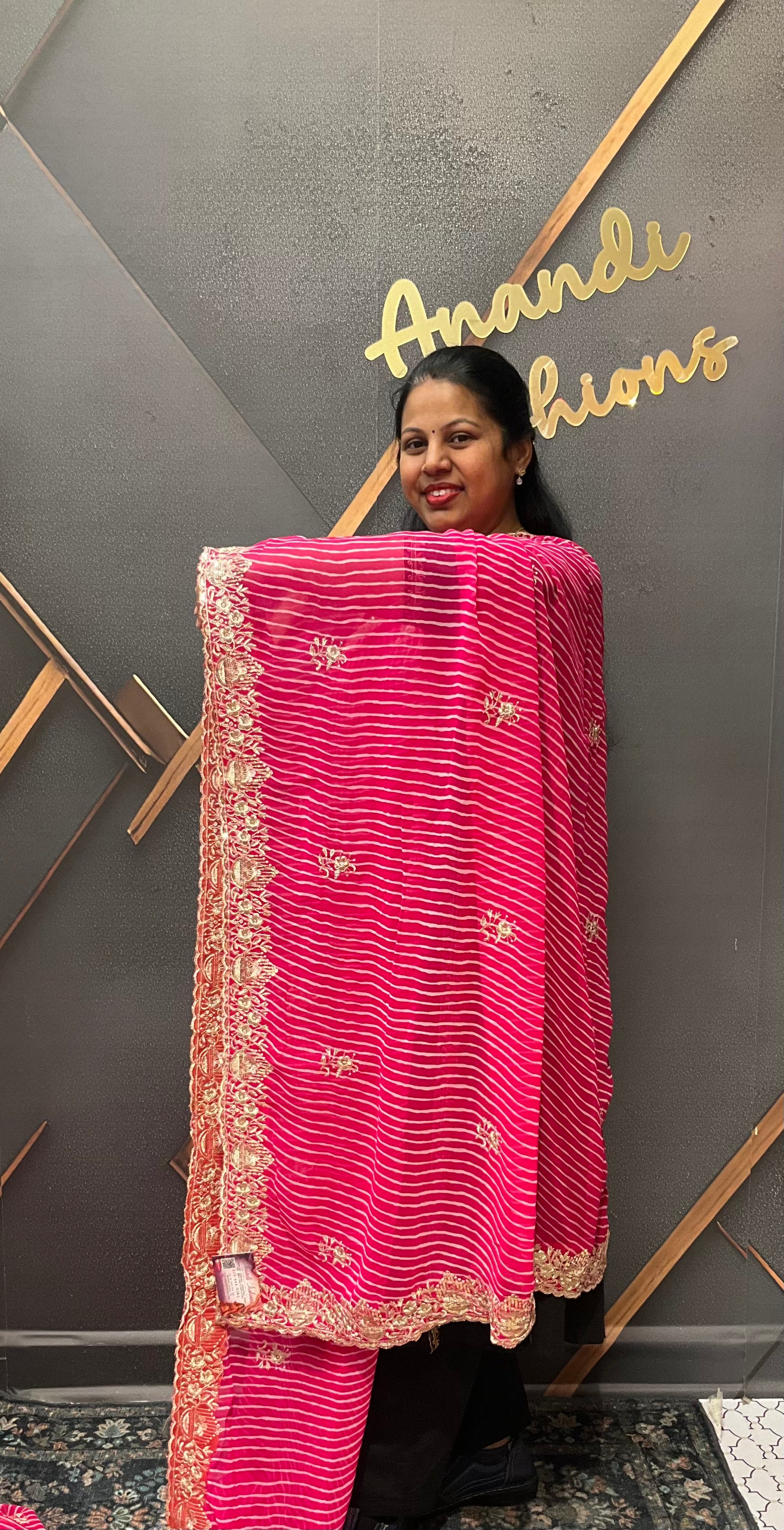 Pink Leheriya Georgette Fancy saree