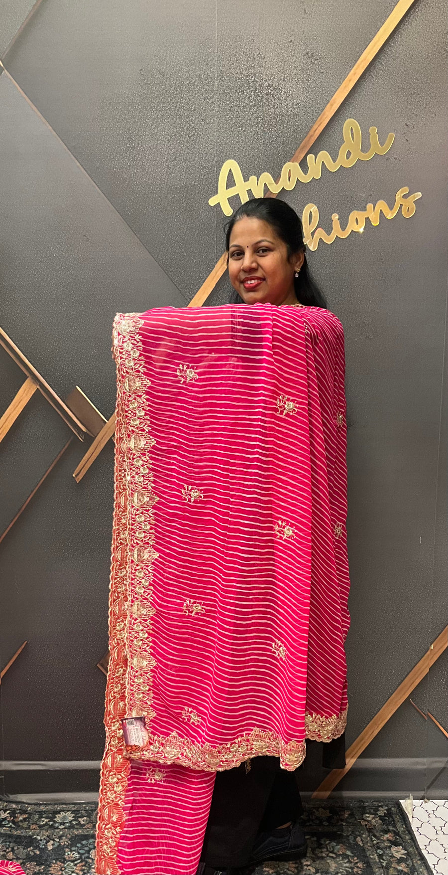 Pink Leheriya Georgette Fancy saree