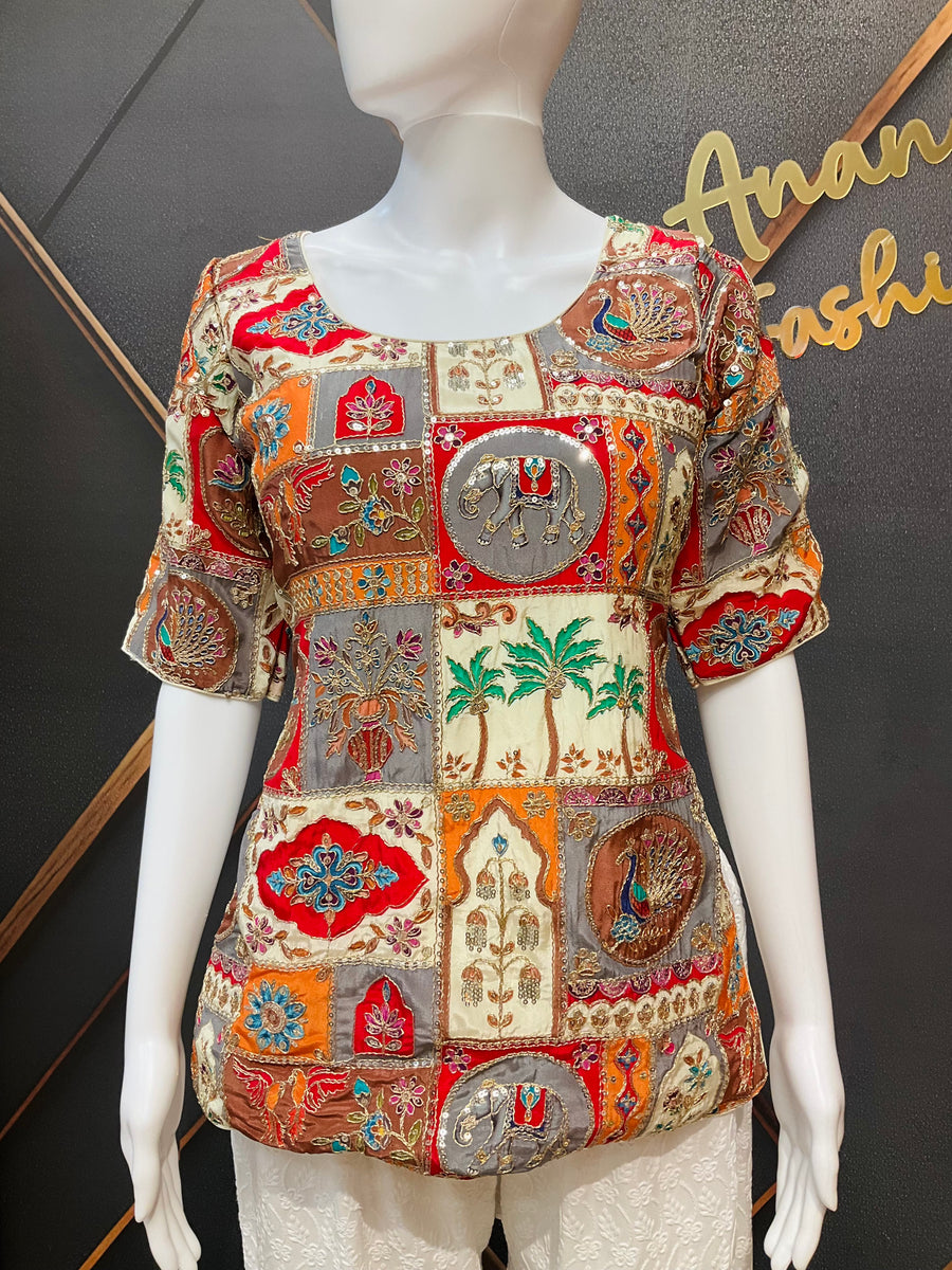 Multicolor Embroidery Work Long Blouse