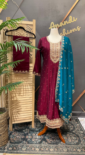 Plus size Party Wear Anarkali Kurti set- Size 46/48