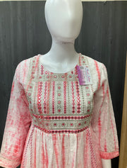 Baby Pink - Tye and Dye Long Kurti-size 42/44