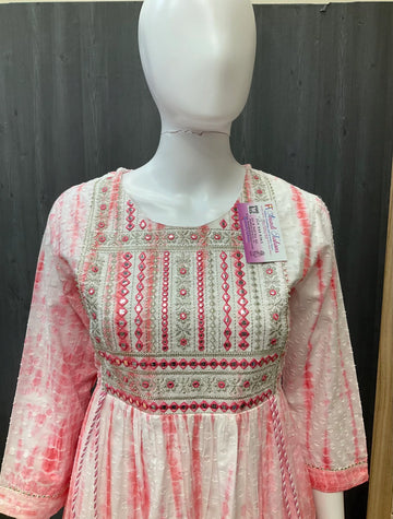 Baby Pink - Tye and Dye Long Kurti-size 42/44