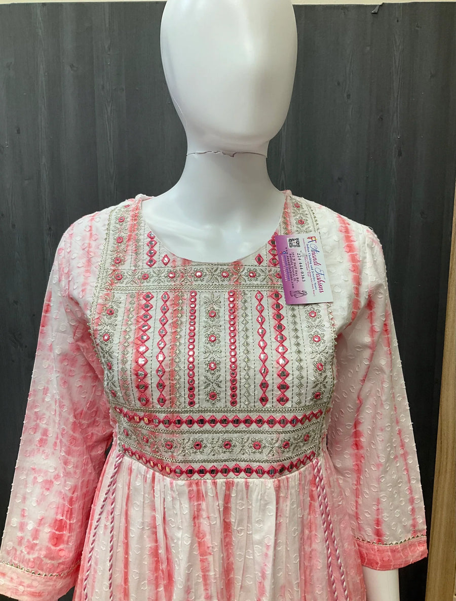 Baby Pink - Tye and Dye Long Kurti-size 42/44