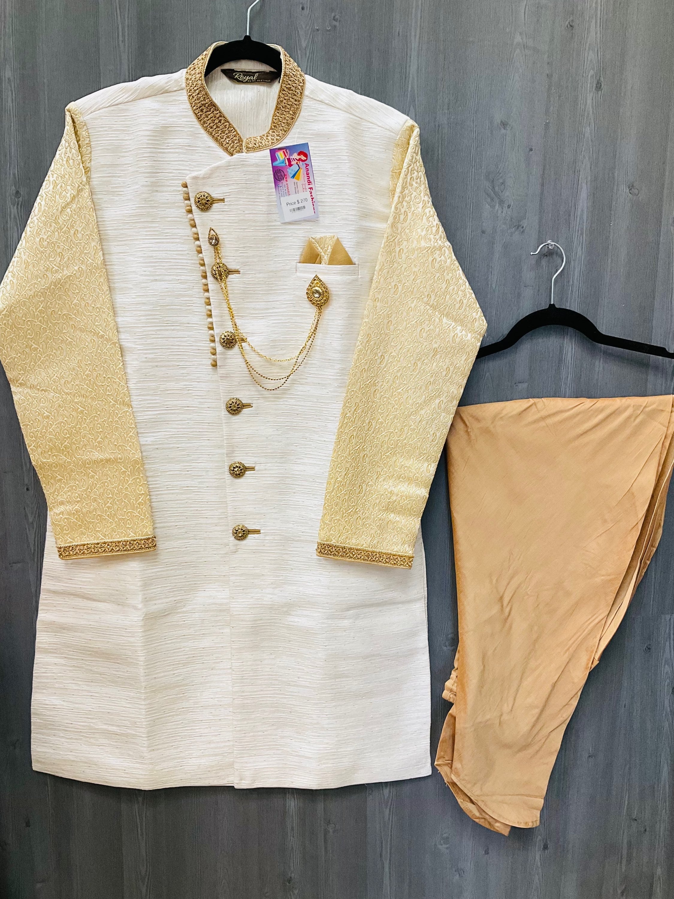 Dhoti Kurta - Wedding Party Men’s Yellow Sherwani with Dhoti Pant image 0