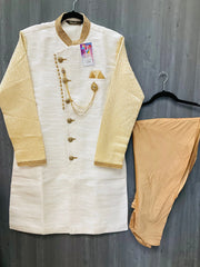 Dhoti Kurta - Wedding Party Men’s Yellow Sherwani with Dhoti Pant