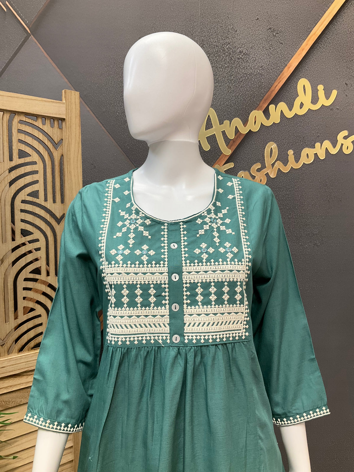 Rama Green - Rayon Short Kurti