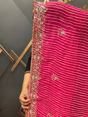 Pink Leheriya Georgette Fancy saree