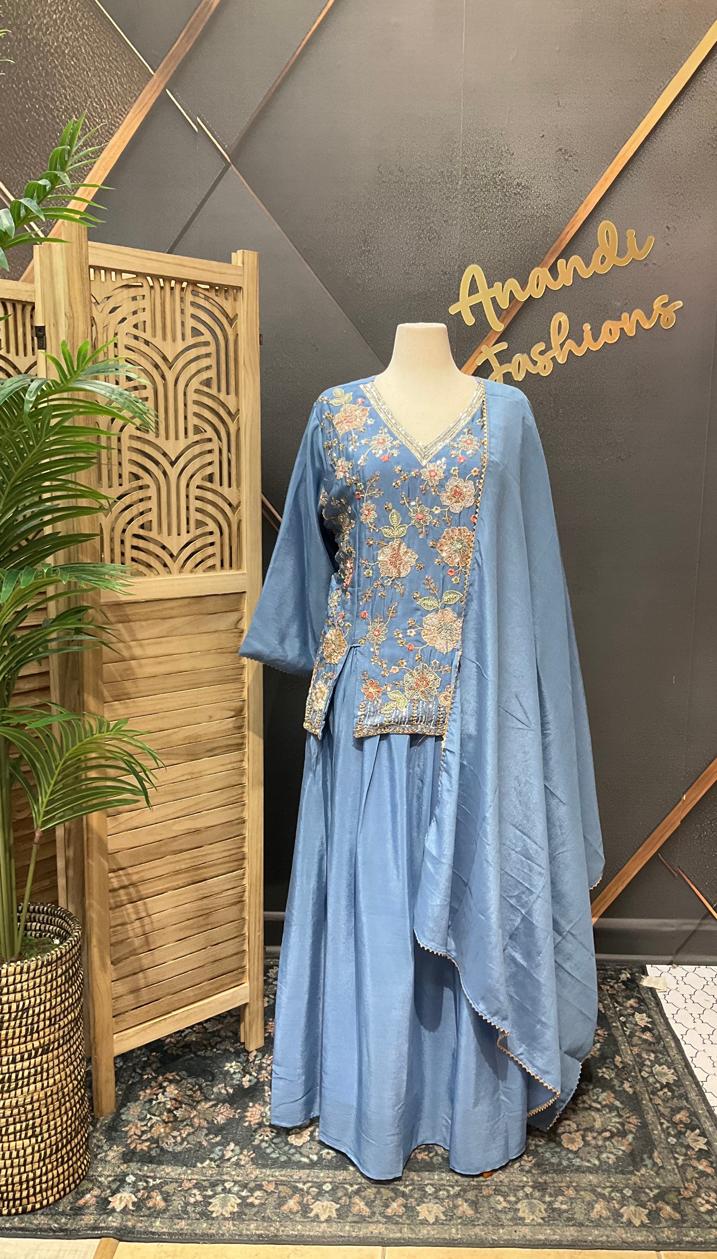 Plus size Blue Party Wear lehenga set